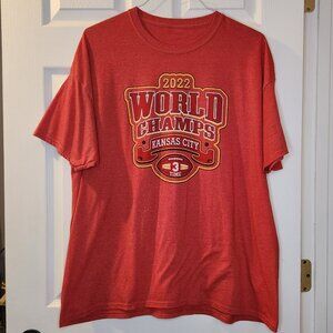 2022 World Champs Kansas City 3 Times Red Mens XXL Tee